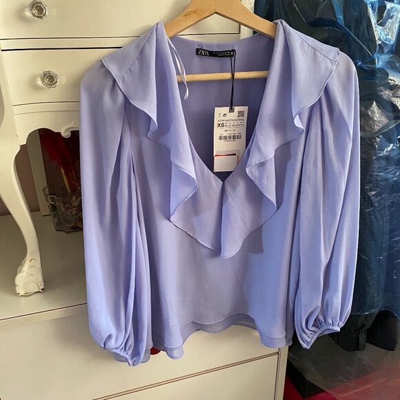 Brand new Zara Baby blue silk blouse - Picture 1 of 3